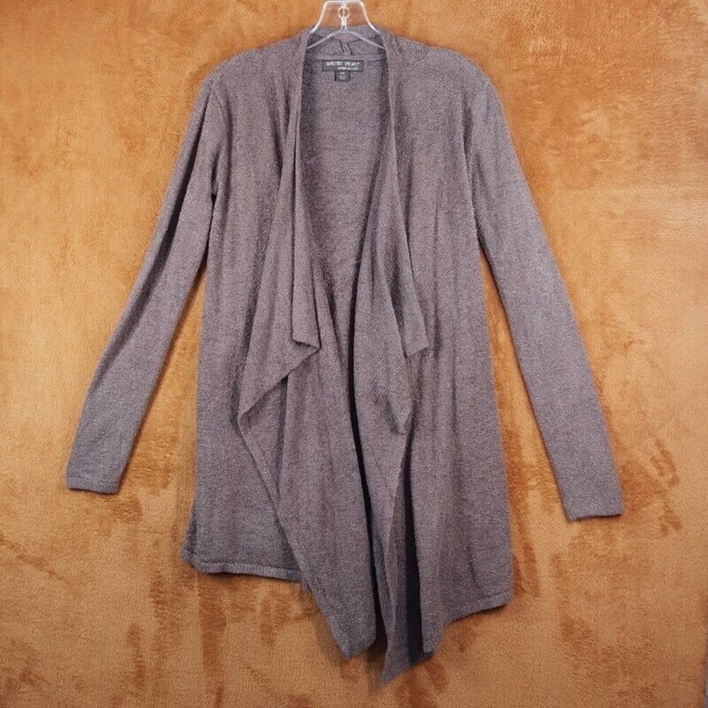 BAREFOOT DREAMS Sweater Womens Small Brown Cardigan Bamboo Chiclite Knit 436